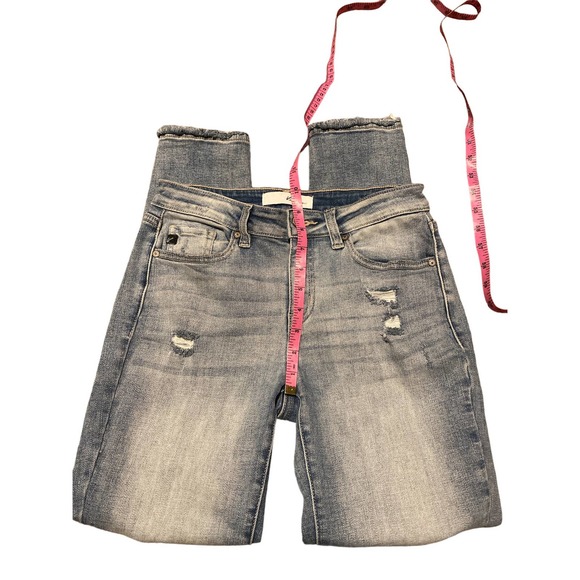 KanCan Juniors Denim Jeans Size 7/27 Distressed Mid-Rise - Picture 4 of 5